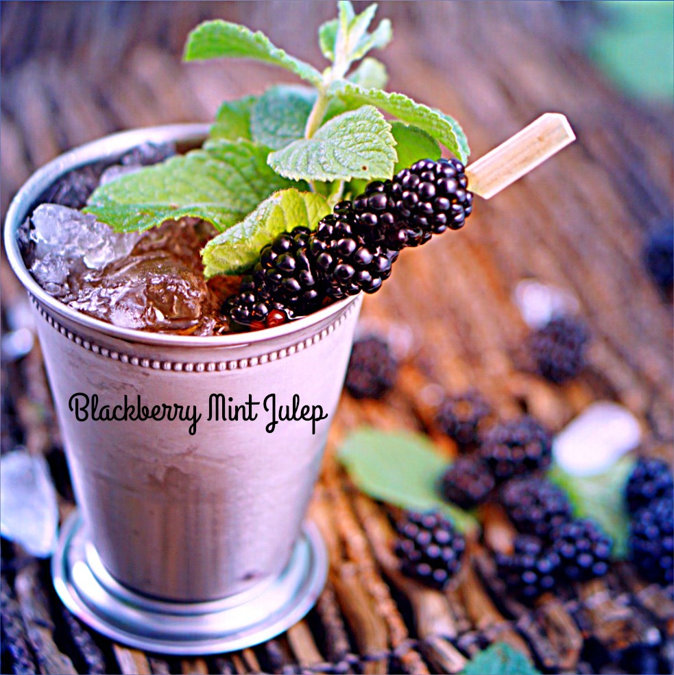 Blackberry Mint Julep is a twist on a classic. Bourbon, simple syrup, mint leaves, club soda and blackberries~By Wet Whistle Drinks by Darla Bentley