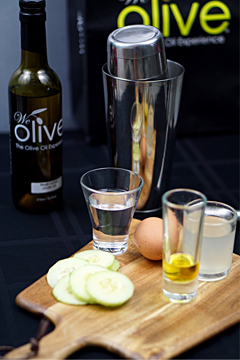 Meyer Lemon Olive Oil and Cucumber Cocktail is a light, lemony, and fresh. The Meyer lemon olive oil gives this cocktail a sumptuous mouthfeel and rich flavor.