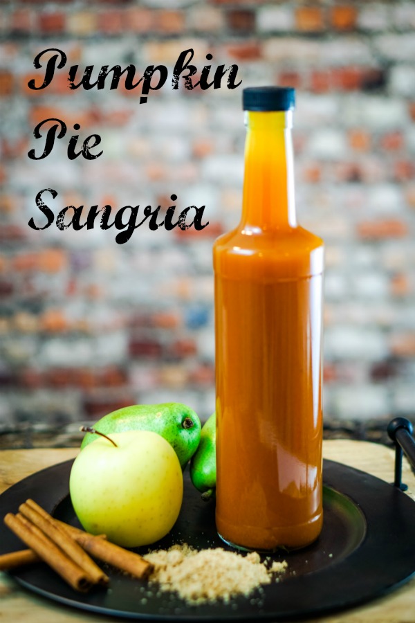  Pumpkin Pie Sangria is perfect for any holiday gathering! It has all of the lovely flavors of pumpkin pie, sweet pears, crisp apples and white wine. Your guests will be delighted! ~By Wet Whistle Drinks by Darla Bentley